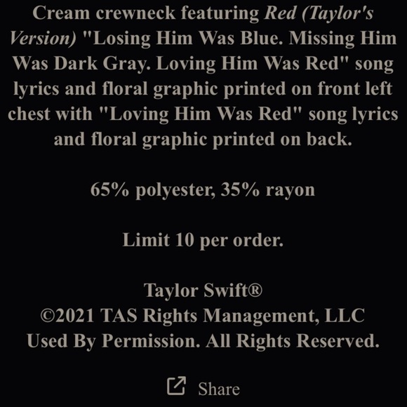 Taylor Swift Loving Him Was Red Crewneck women’s size L Official Merch - Picture 3 of 14